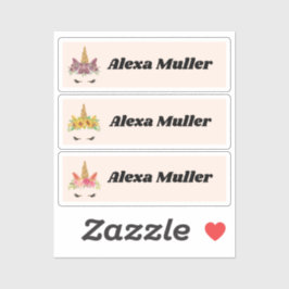 De volta à escola três Etiquetas de nome de Unicór