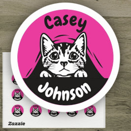 De volta à etiqueta do nome da escola, gato de est