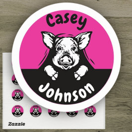 De volta à etiqueta do nome da escola, porco de es