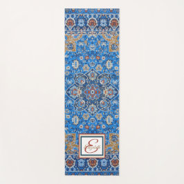De Yoga Tapete persa turco azul oriental antigo