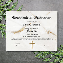 Deacon Church Certificate of Ordination