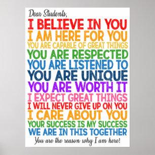 Dear Students Classroom Poster