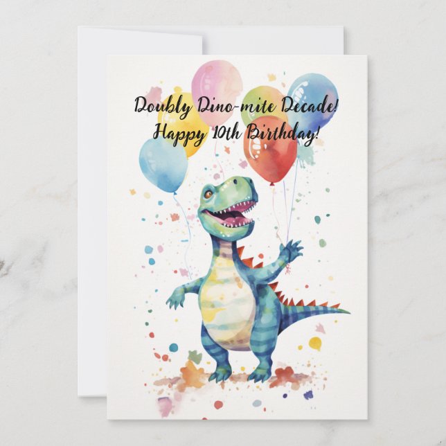 Década Duplamente Dino-pronta! Cartão de Aniversár (Frente)
