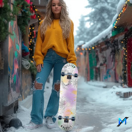 Deck de Skate Abstrato Pastel em Meios-Tons