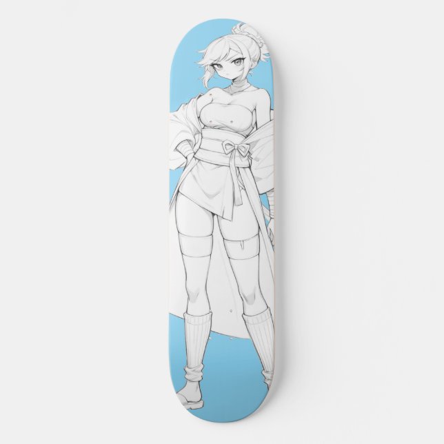 Deck de Skate Anime Garota Estilo de Luta (Frente)