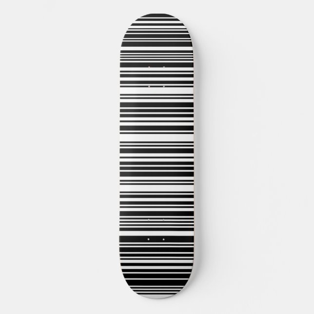 Deck de Skate com Código de Barras Preto (Frente)