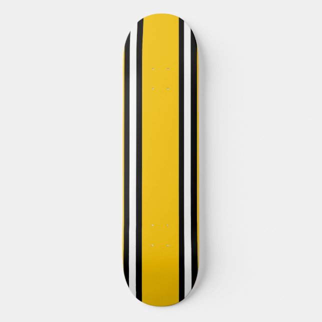 Deck de Skate com Listras Finas Amarelas Pretas e  (Frente)