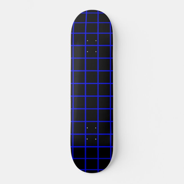 Deck de Skate com Padrão de Grade Azul e Preto (Frente)