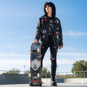 Deck de Skate da Garota Emo Ciberpunk Urbana Anime