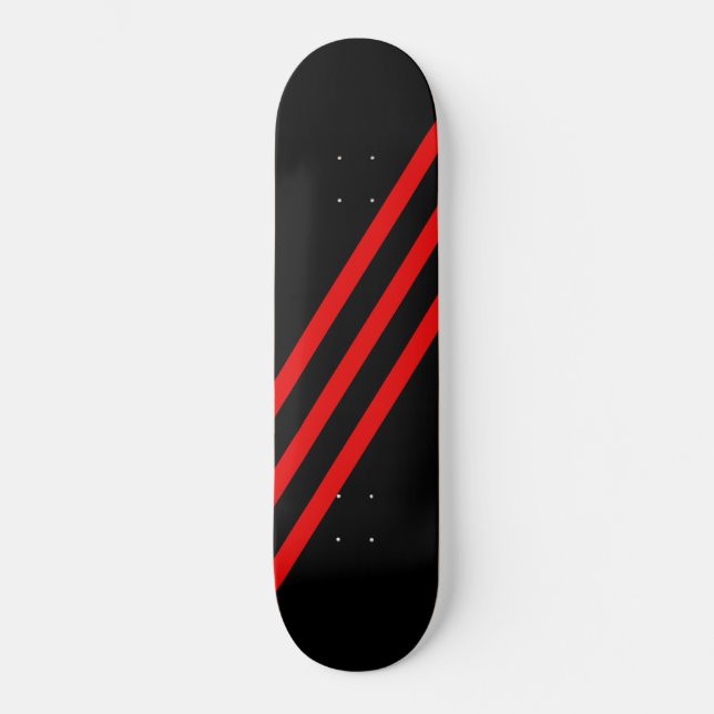Deck de Skate Diagonal com Listras Vermelhas Preta (Frente)