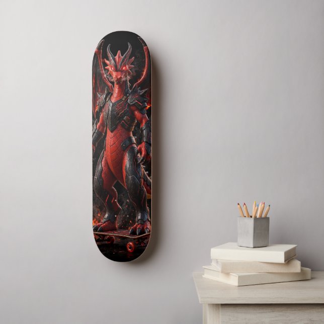 Deck de Skate Dragão Vermelho Inferno - Fera de Ar (Arte de parede)