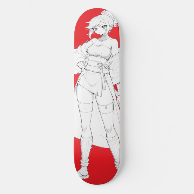 Deck de Skate Estilo Luta Garota Anime (Frente)