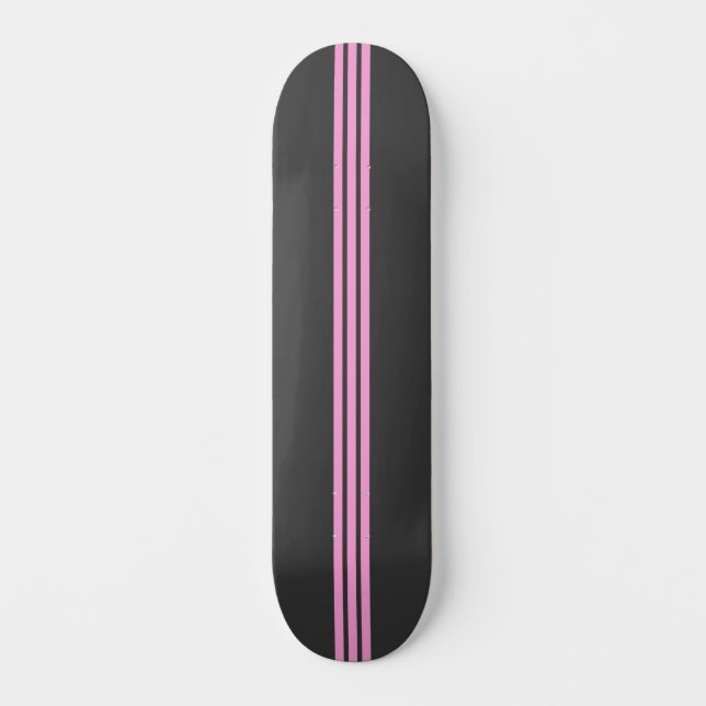 Deck de Skate Listrado Preto e Rosa (Frente)