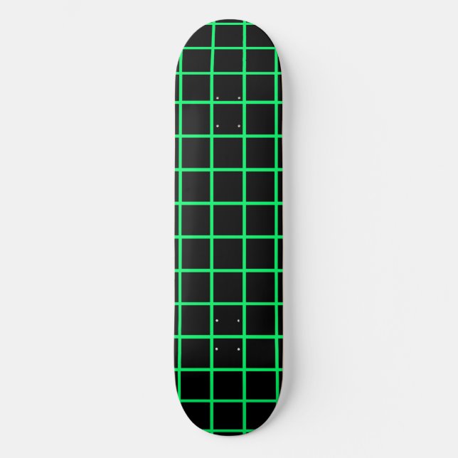 Deck de Skate Neon Verde e Preto em Grid (Frente)