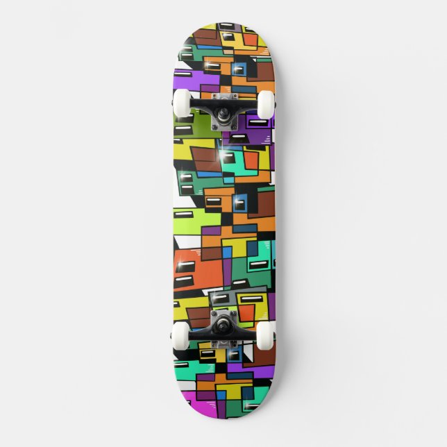 Deck de Skate Paisagem Urbana Colorida (Frente)