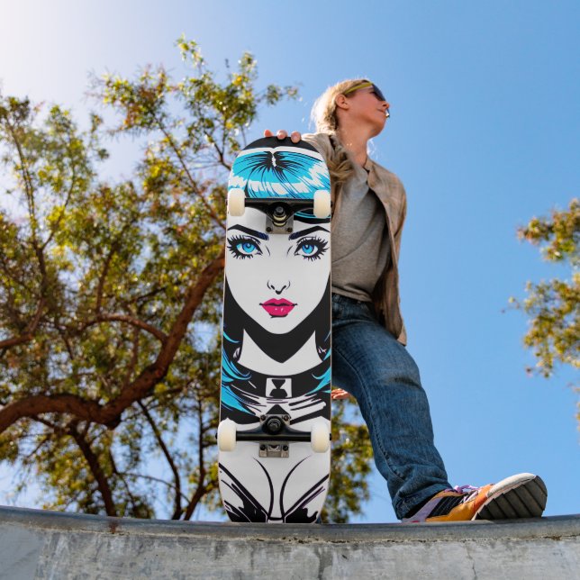 Deck de Skate Pop Art Garota Anime Comic (Ao ar livre 1)