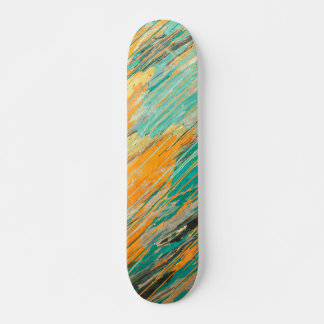 Deck de Skate Texturizado em Azul Verde e Laranja 