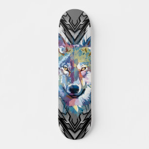 Deck de Skate Wolf Cabeça de Lobo Colorida