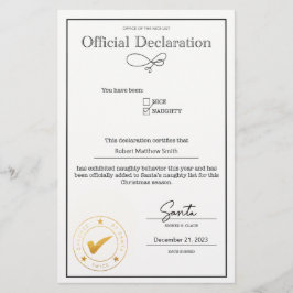 Declaração de Lista de papais noeis Não Editável E