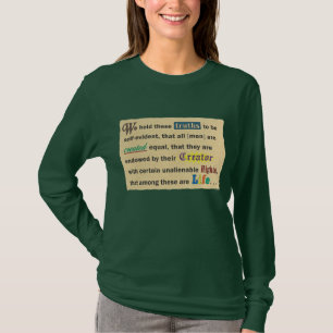 Declaração do direito à vida em camisetas feminina