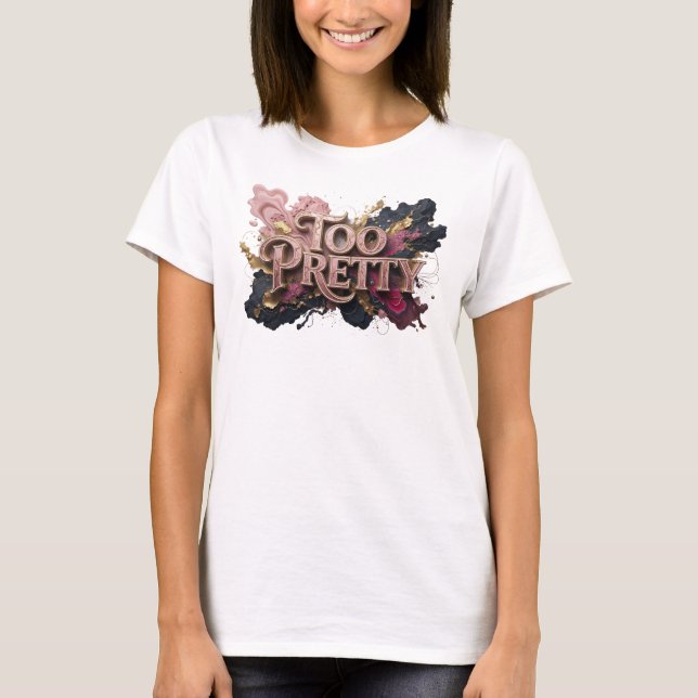 Declaração Vermelha Camisa Design TOO PRETTY v2 (Frente)
