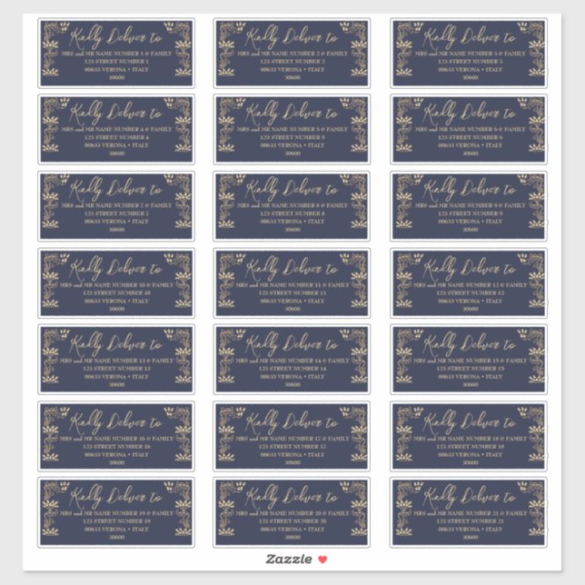 Deco de Arte do Ouro Elegante na etiqueta azul de  (Folha)