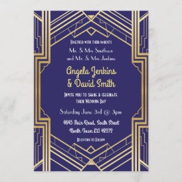 Deco de Arte Dourada do Convite para Casamento de 