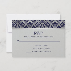 Deco de Arte Moderna Marinho e Faux Silver RSVP