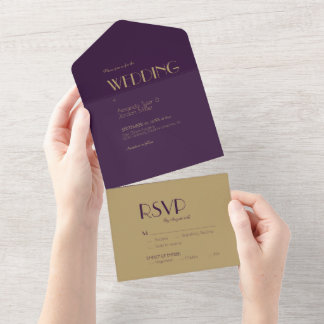 Deco do Tipo Dourado | Casamento Roxo Escuro