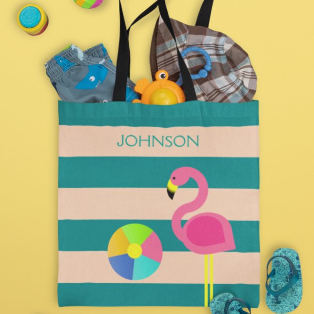 Deco Flamingo Personalizado Bolsa de Praia (Criador carregado)