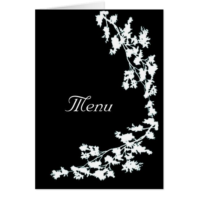 Deco floral branco que Wedding o cartão do menu (Frente)