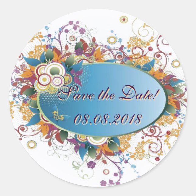 Deco floral ~ Salve o adesivo de data (Frente)