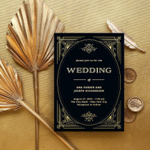 Deco Moderno | Casamento Elegante Preto e Dourado