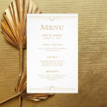 Deco Moderno | Elegante Menu Casamento Dourado e B<br><div class="desc">Este cardápio glamouroso de casamento apresenta um giro moderno em deco clássico de arte. Ornamentado,  ouro falso parecem bordas geométricas e ornamentação decoram um fundo branco elegante para um olhar dramático e vintage de 1920.</div>