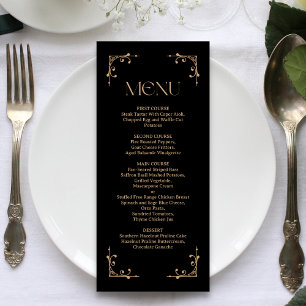 Deco Moderno Menu de Casamento Elegante Preto e