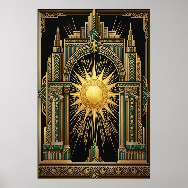 Deco Poster Portal Solar Celestial | Cathe Dourado (Frente)