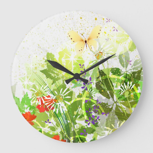 Decor de Flor 30 Relógios de Parede e Opções Numer (Frente)