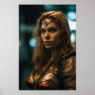 Decor de Super Herói Dourado e Poster de Bronze