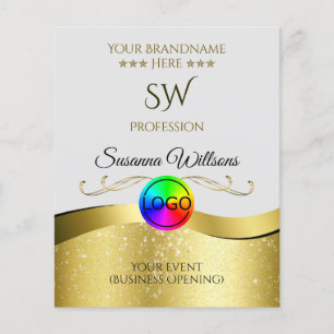 Decor Dourado ondulado sobre Cinza leve Folheto do