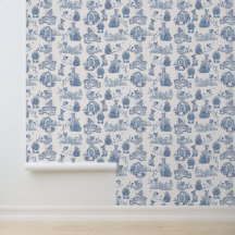 Decoração Blue Cream French Toile Jack Russell