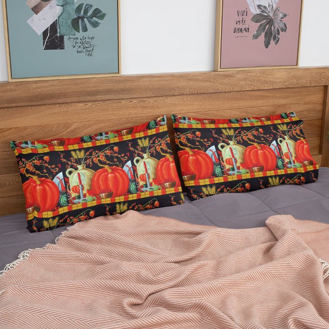 Decoração de Abóbora de Pintura Antiquada Festiva  (Autumn Festive Antique Painting Pumpkin Decoration Duvet Cover)