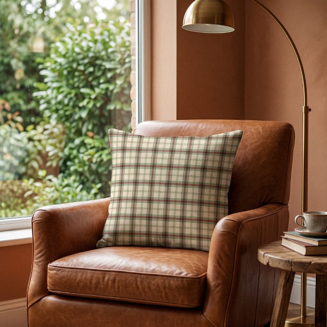 Decoração de Almofada de Arremesso Farmhouse Heart (Classic Plaid. Timeless Comfort. Every Guest Feels at Home.)