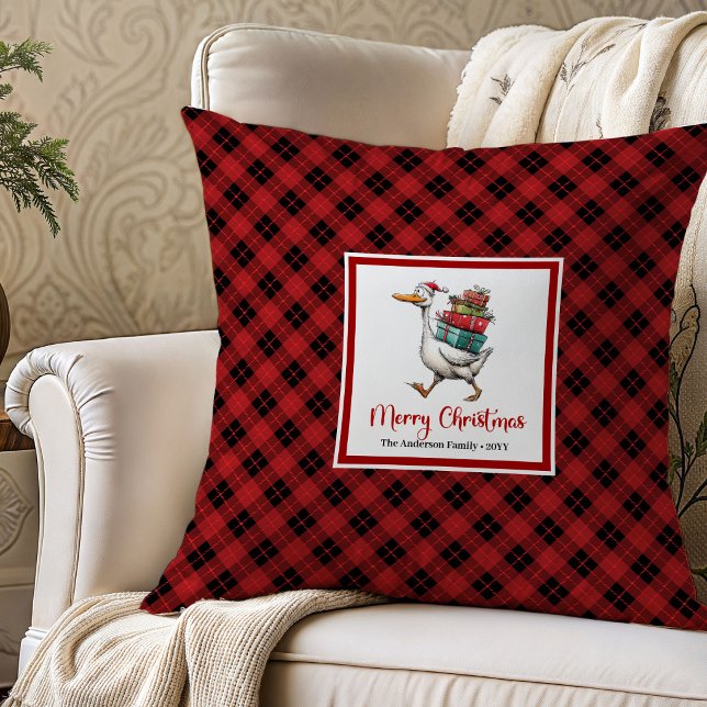 Decoração de Almofada de Natal com Humor de Gansos (Christmas Quirky Geese Humor Throw Pillow Decor)