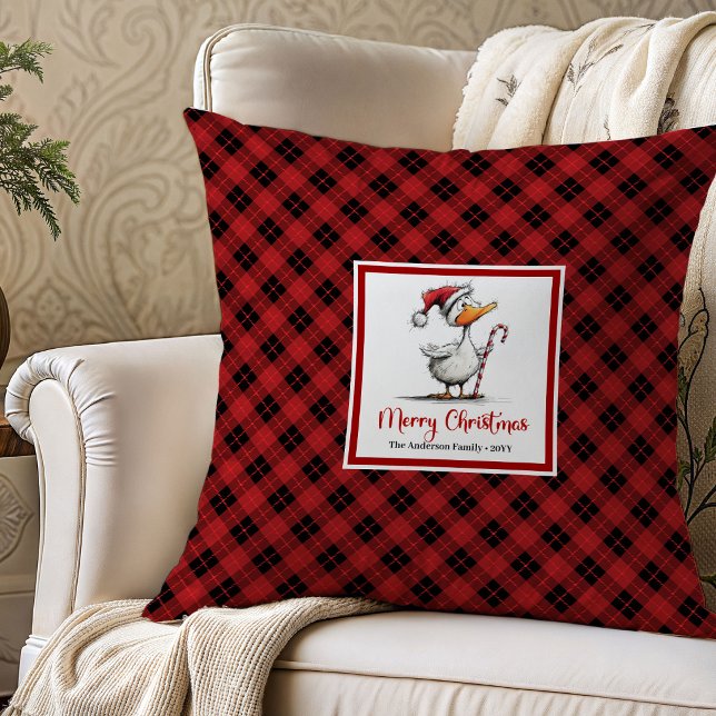Decoração de Almofada de Natal Engraçada e Excêntr (Christmas Funny Quirky Geese Throw Pillow Decor)