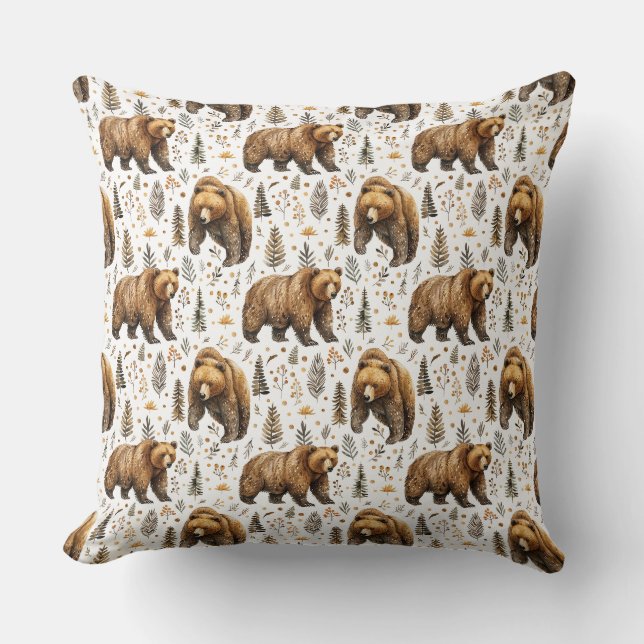 Decoração de Cabine Urso Marrom Almofada Floresta (Frente)