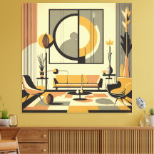 Decoração de Interiores de Meados do Século Tons d