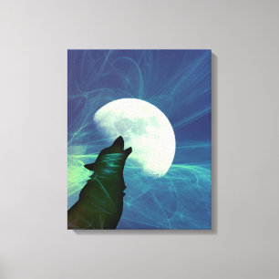 Decoração de Lobo no Céu Noturno Místico