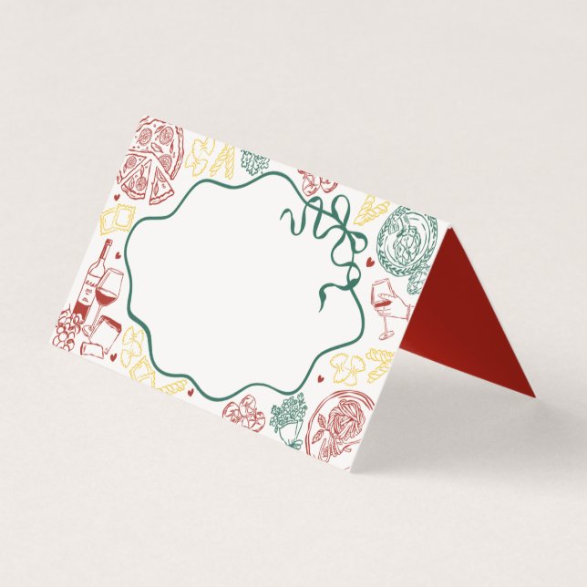 Decoração de mesa com cartão de lugar de massa ita (Frente)