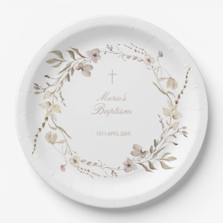 Decoração de mesa com prato de papel floral Boho