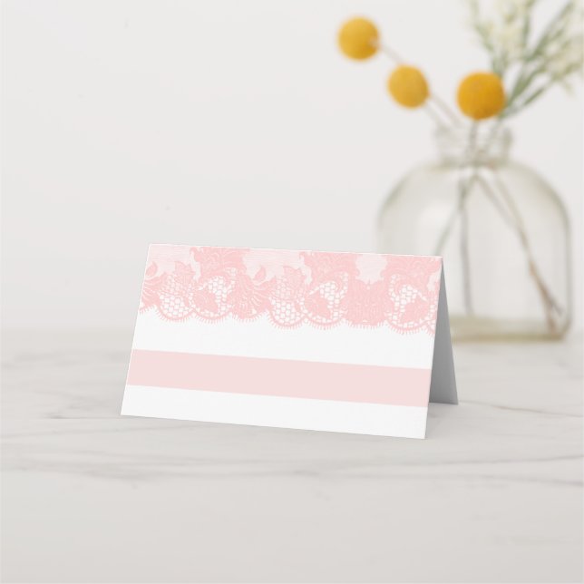 Decoração de mesa com renda rosa cartão de lugar d (Frente)